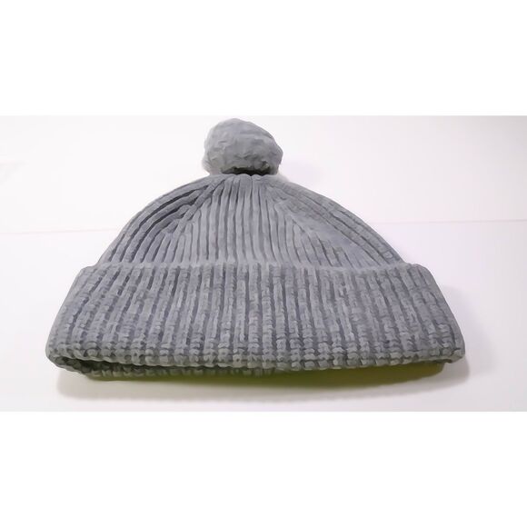 NWT LUXTON Women's Ribbed Cashmere Wool Pom Pom Beanie Hat NIB 220 Ash Grey - Picture 9 of 15